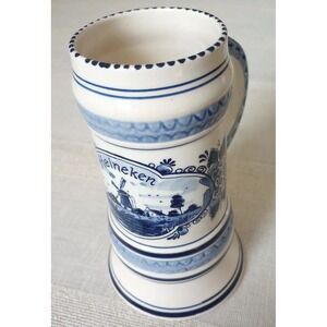 VTG Hand Crafted/Painted Heineken 48 Delfts Blue Ceramic Beer Stein Holland